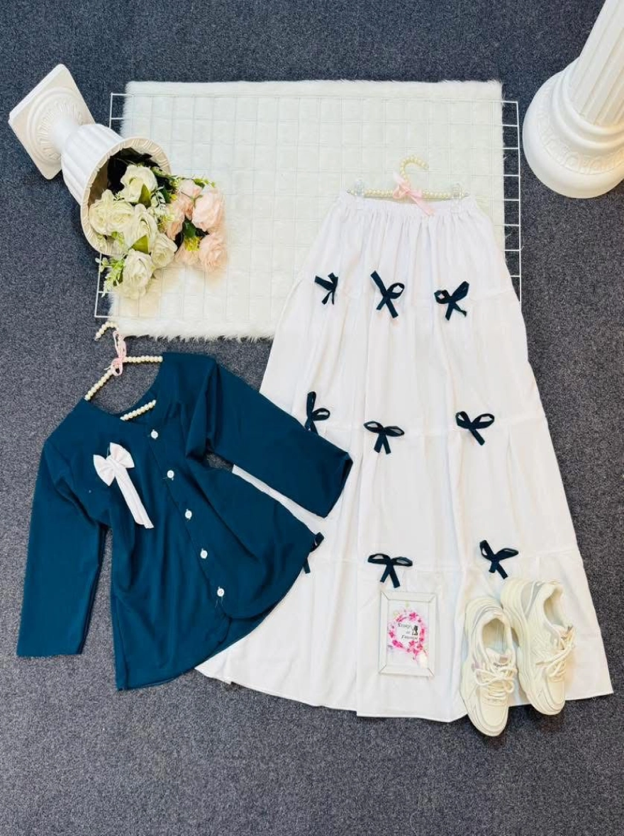 Elegant Georgette Bow-Accent Two-Piece Set