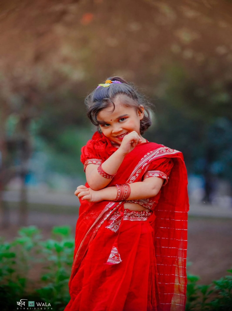 Princess Exclusive Nakshi Pair Saree - Traditional Maroon Half Silk for Women & Kids