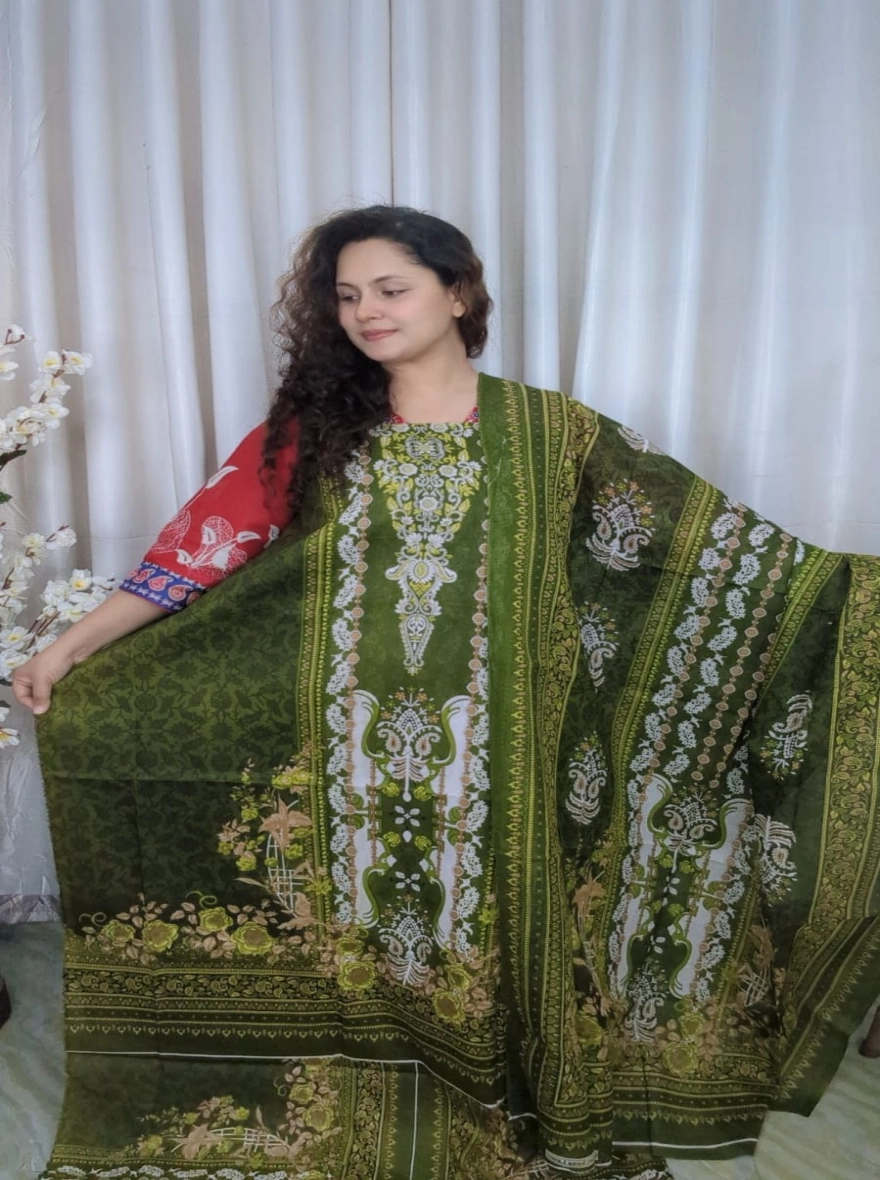 Premium Digital Printed Zam Zam Cotton Unstitched 3-Piece