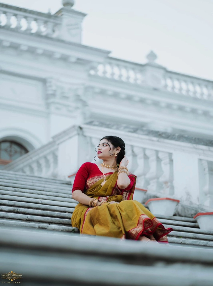 Women's Eid Special Trendy Cotton Mashlaish Saree - Earthy "Mati" Tone