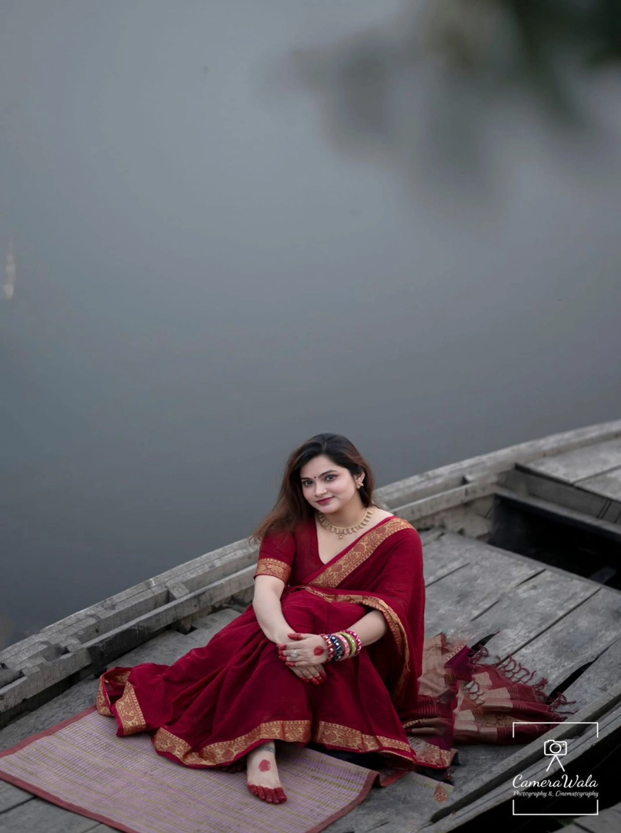 Women's Exclusive Cotton Nakshi Pair Saree - Elegant Maroon Traditional Wear