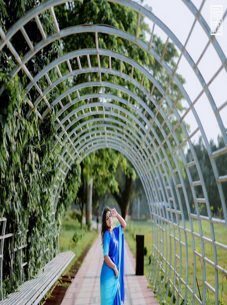 Women's Chanderi Silk Digital Printed Tassel Saree - Multi-Color Autumn Leaf Motif