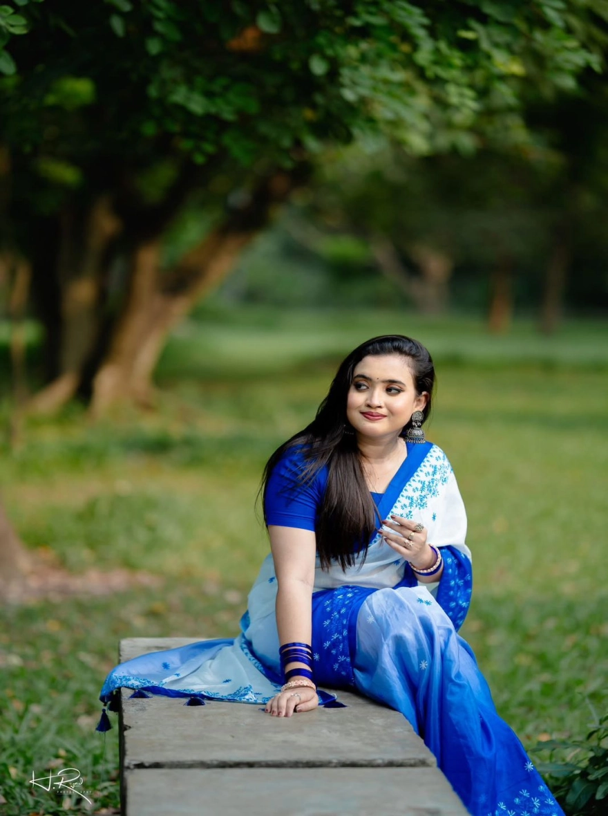 Women's Newluk Chanderi Silk Saree - Vibrant Multi-Color Ombré