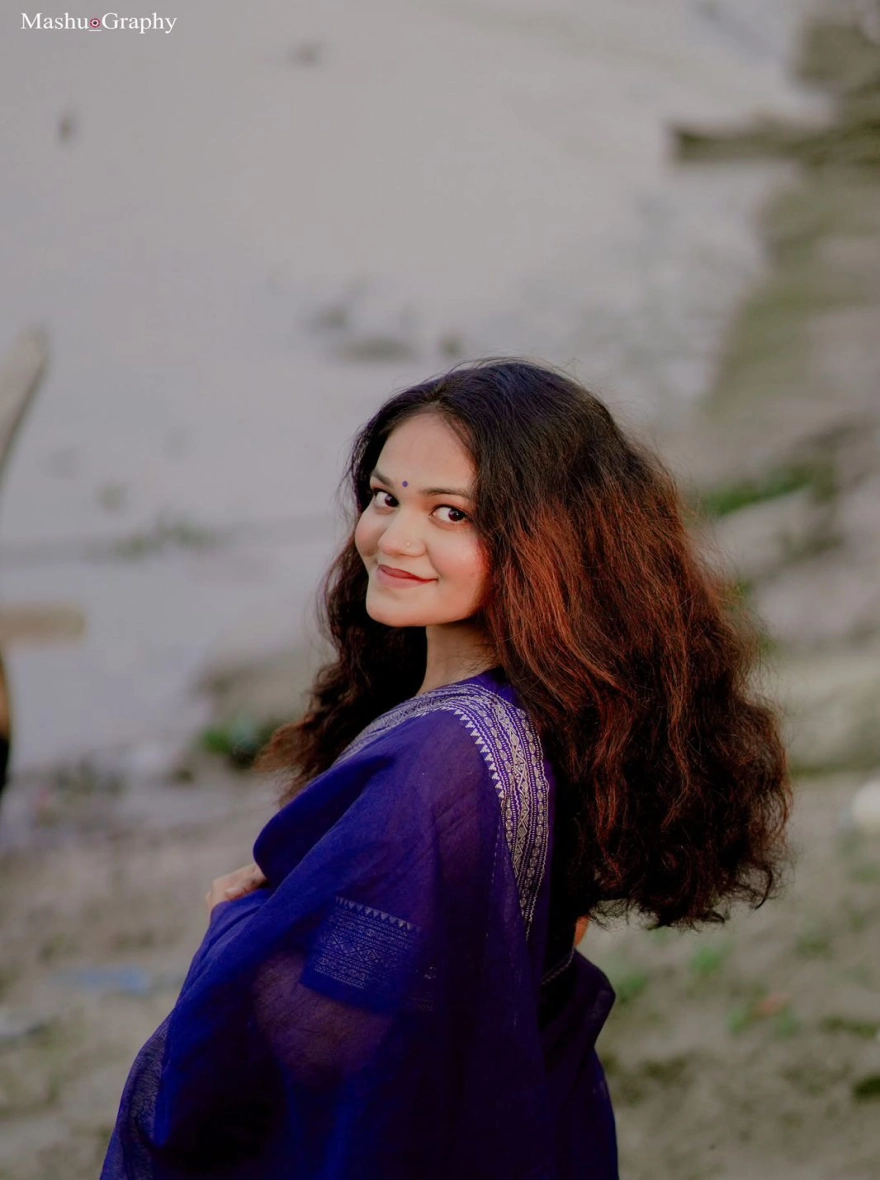 Women's Nilanjona Nakshi Pair Saree - Royal Blue & Silver Traditional Edition