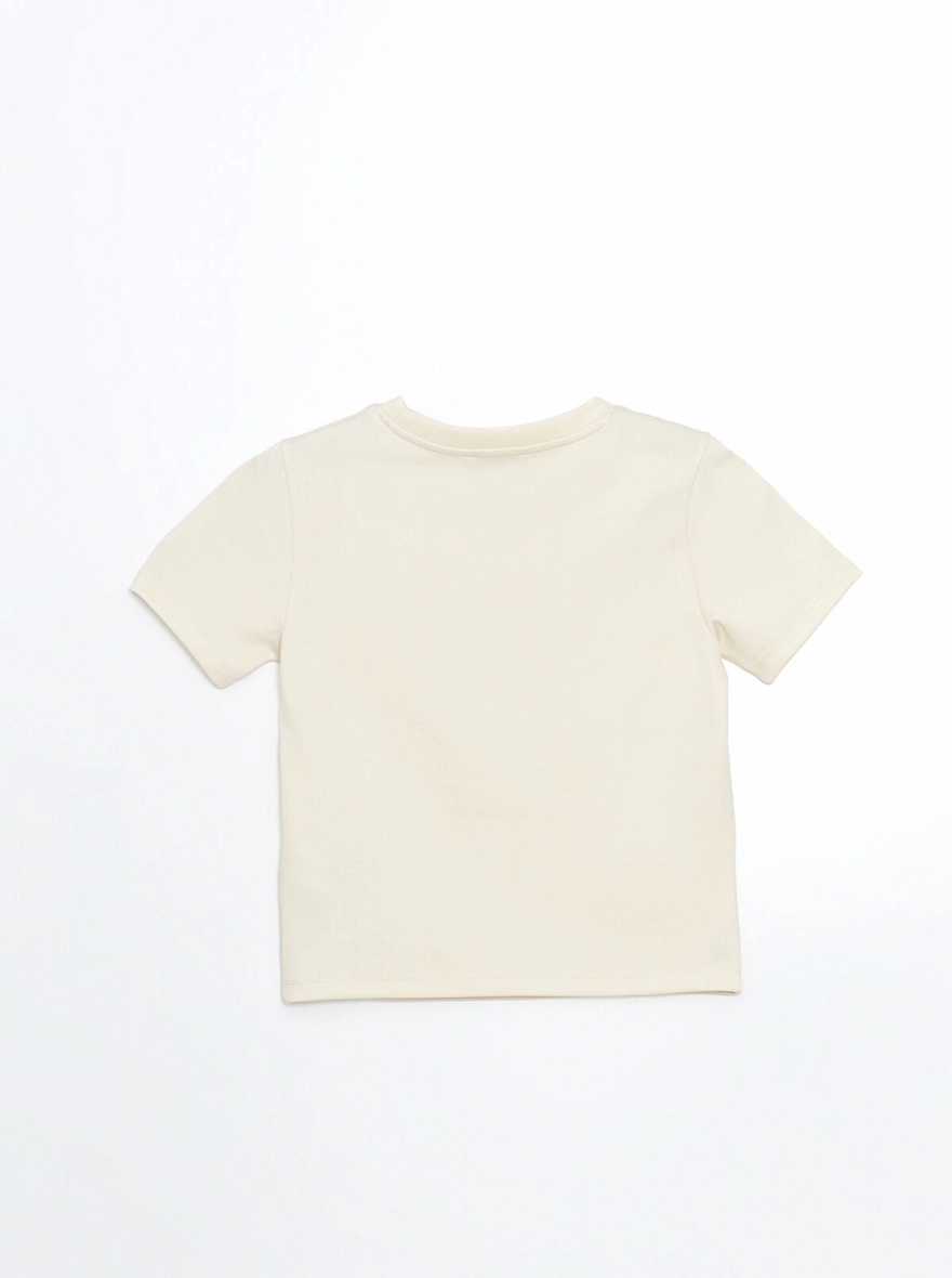 NEVER COME Crew Neck Printed Women's T-shirt-BEIGE
