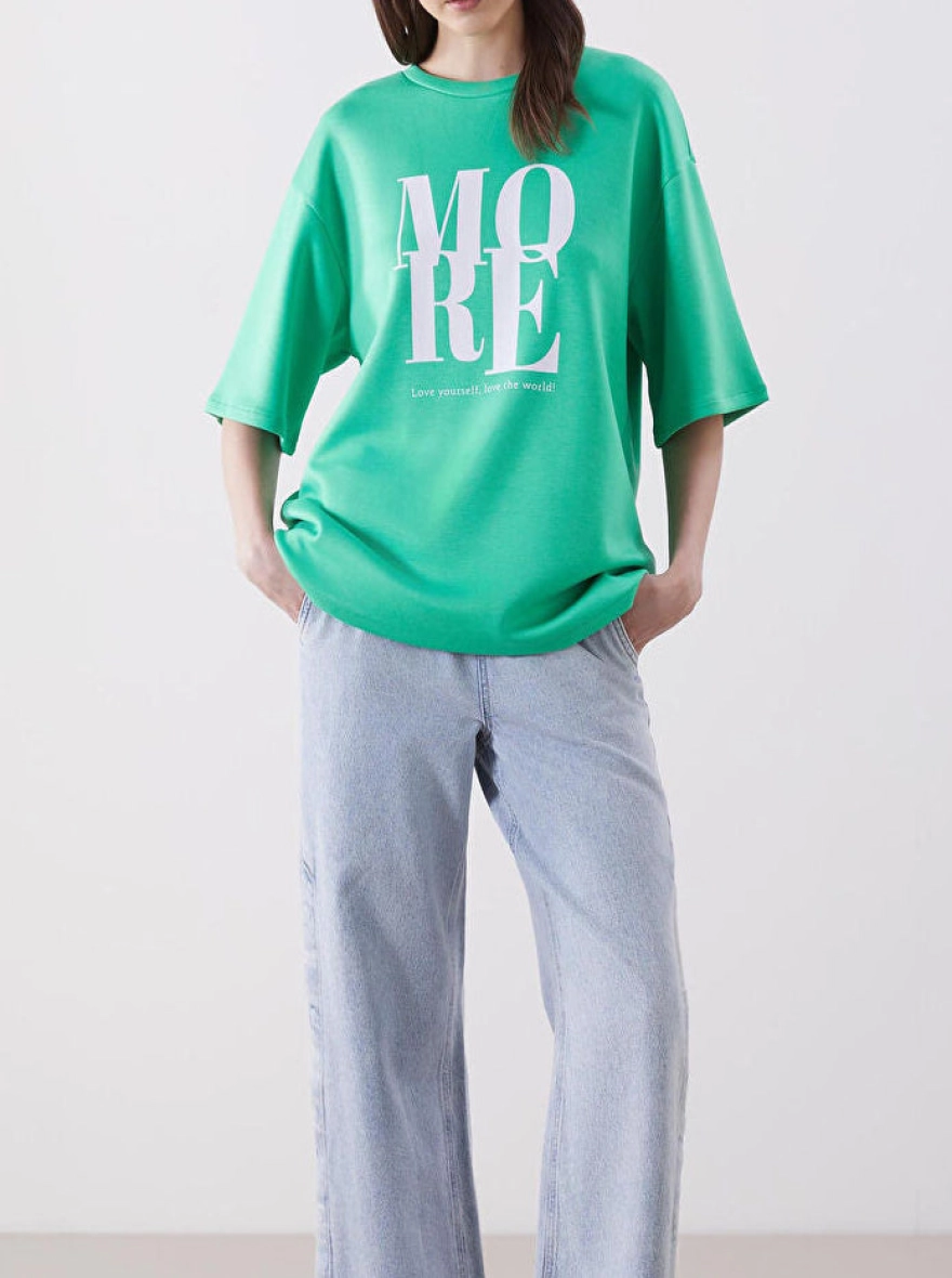MORE Ladies Oversized Sweat Tee | GREEN