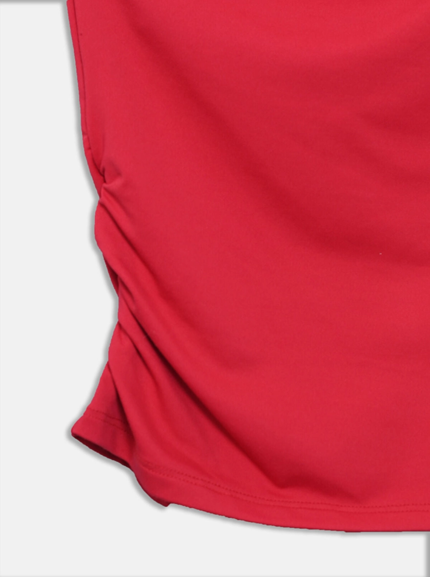 Slash Neck Crop Top | Chilli Red