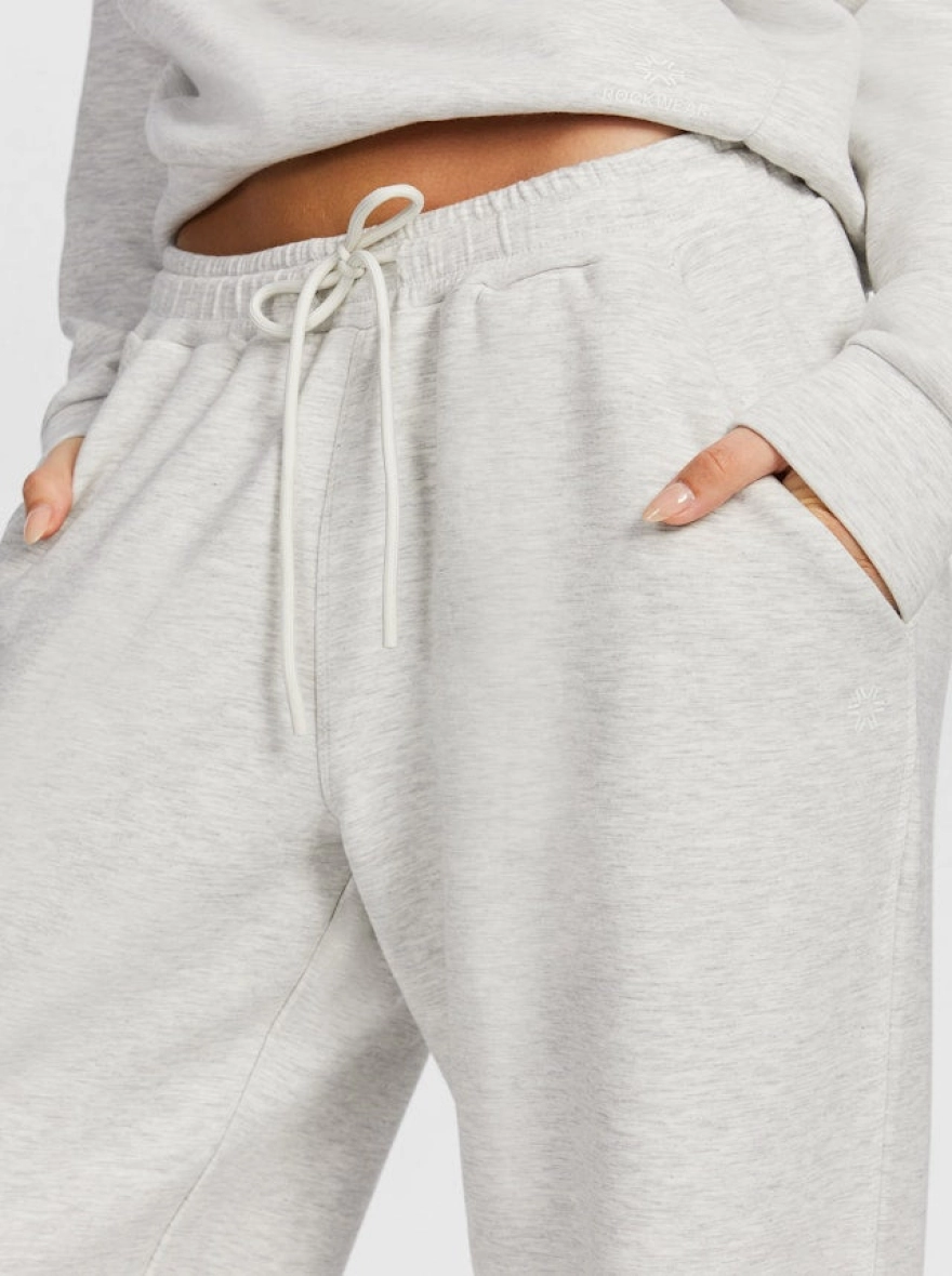 Ladies High Rise Wide Leg Joggers Cream | Cotton Recycled Polyester Casual Joggers for Women