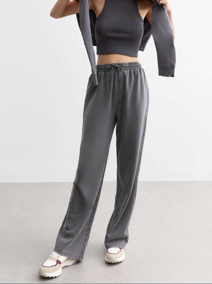 Washed High/Mid Waist Women’s Grey Heavyweight Joggers