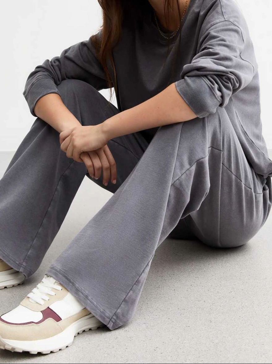 Washed High/Mid Waist Women’s Grey Heavyweight Joggers