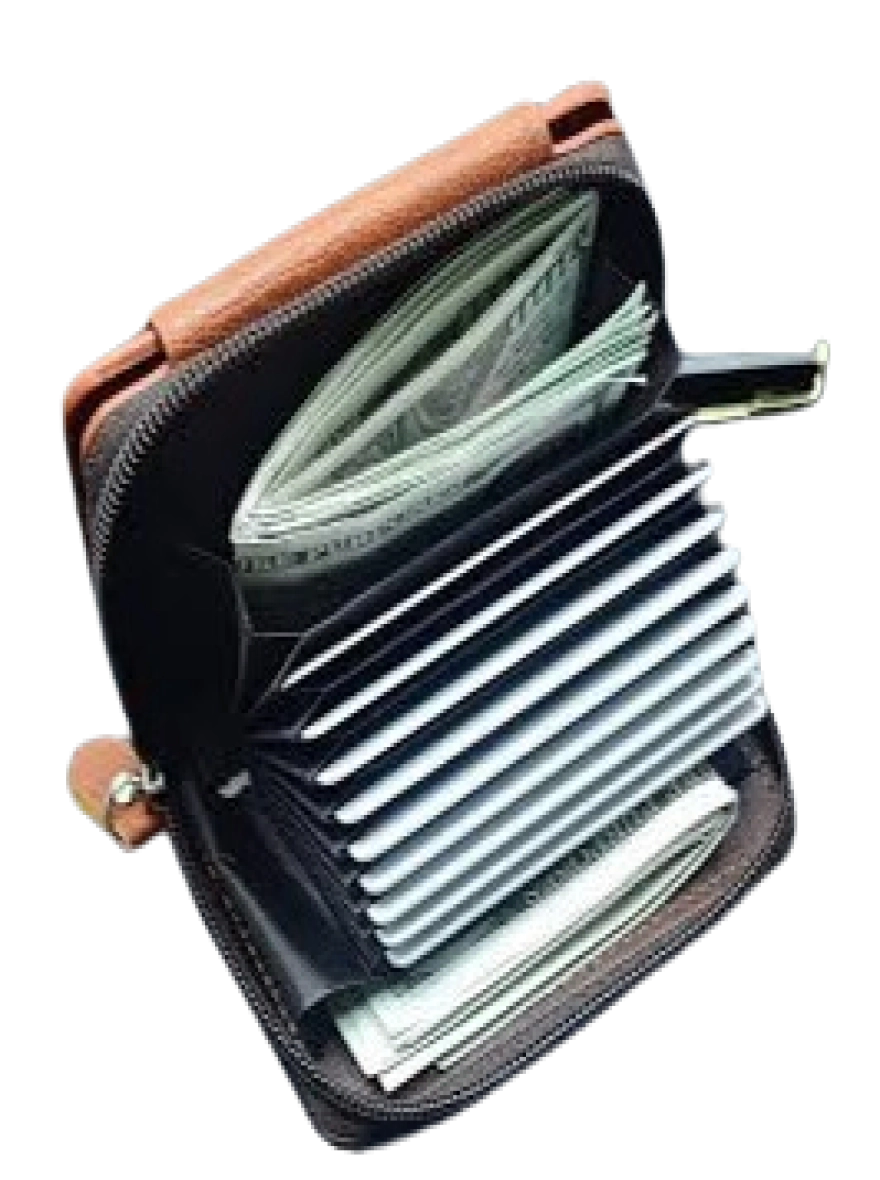 Premium PU Leather Multi-Slot Card Holder & Wallet – Coffee