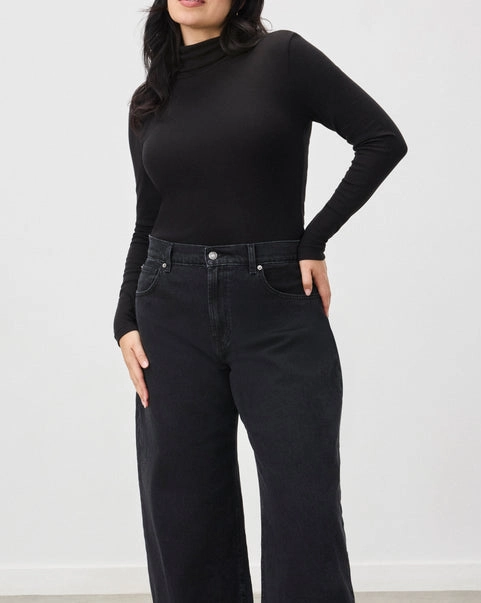 Women's Black Turtle Neck Top | Classic Slim-Fit High Neck