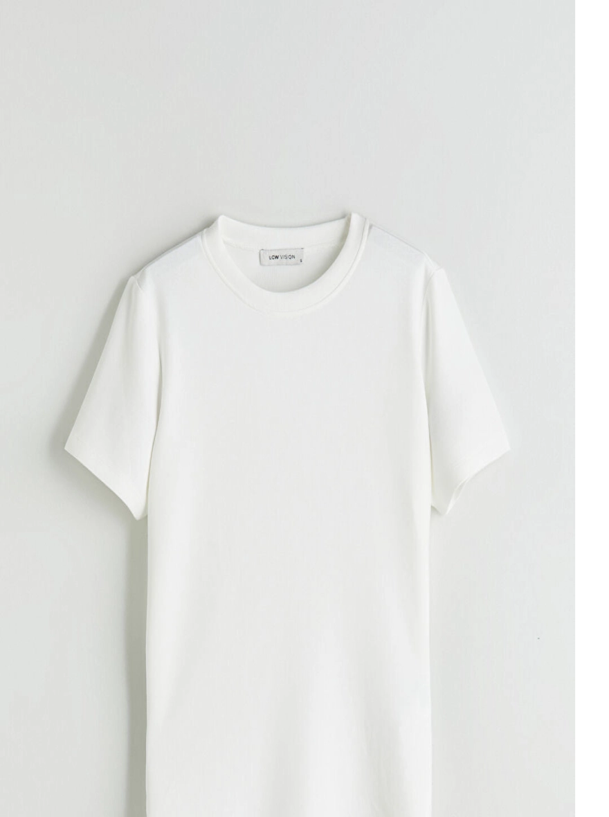 Beige Solid Tee – Short Length Viscose Everyday Top