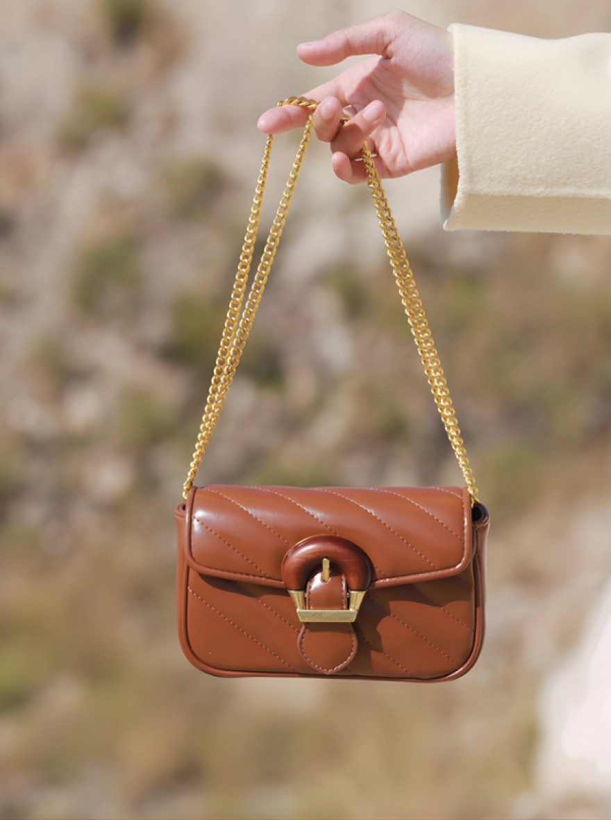 Chanel-Style Embroidery Chain Textured Crossbody Mini Bag