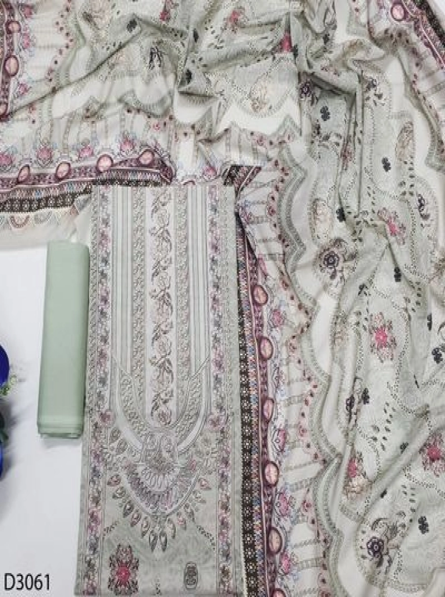 Mint Morning Grace Swiss Cotton Unstitched 3pc