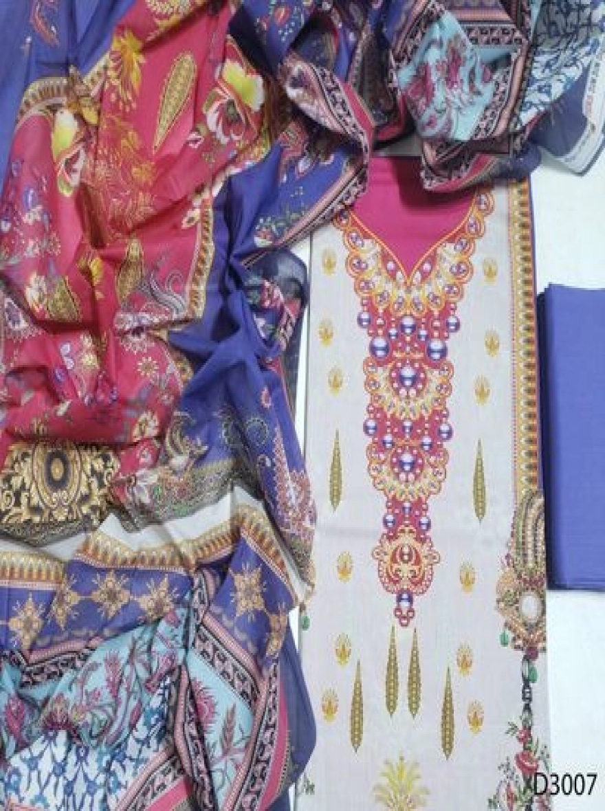Premium Quality Digital Print  Unstitch 3 Pieces-D3007