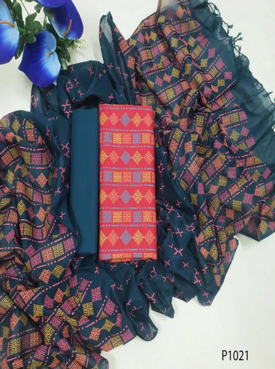 Royal Heritage Digital Print Premium Slab Cotton 3-Piece Set-P1021