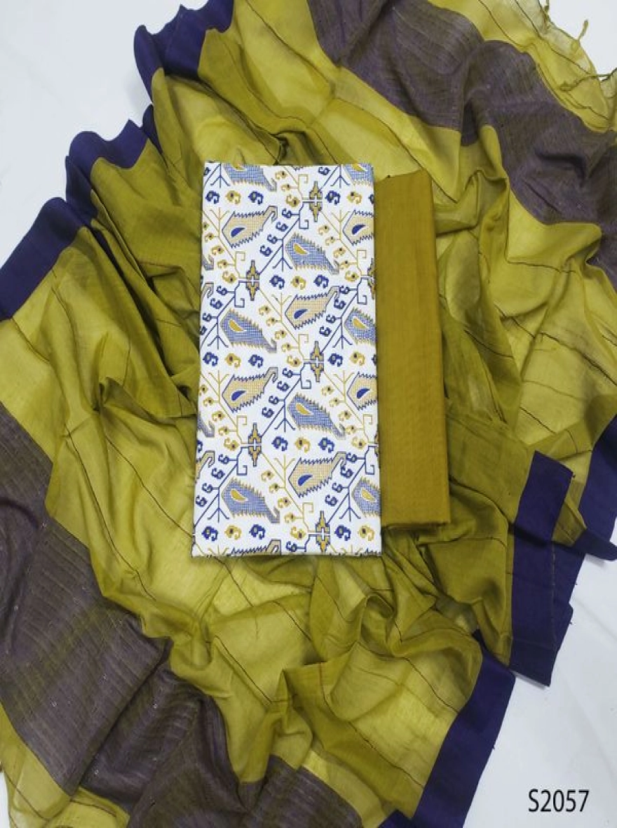 Premium Quality Unstitch 3 Pieces-S2057