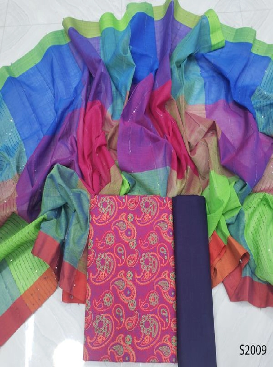 Premium Quality Unstitch 3 Pieces-S2009