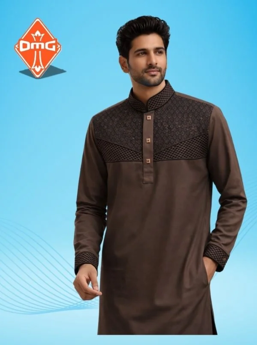 Royal Maroon Cotton Embroidery Panjabi