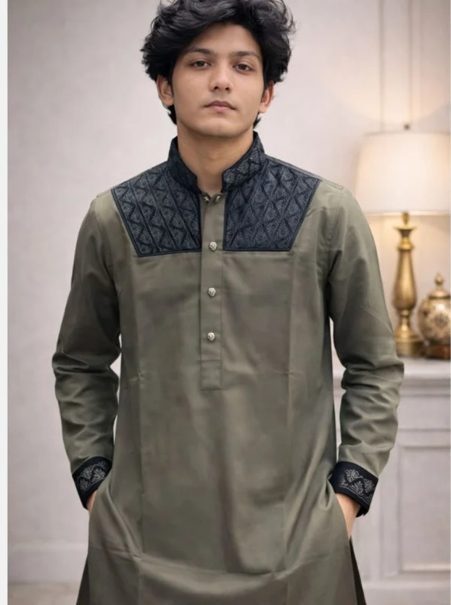 Onyx Black Elite Embroidery Panjabi