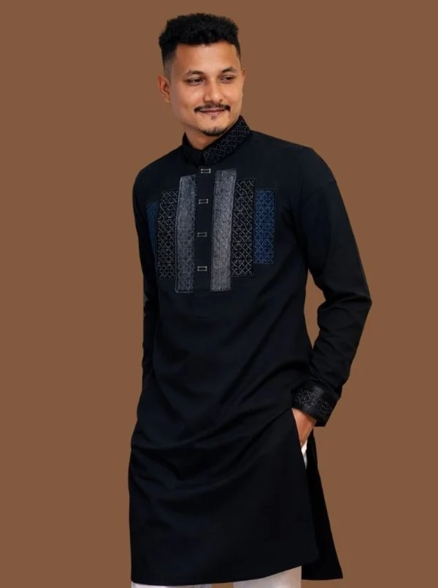 Imperial Plum Premium Cotton Embroidery Panjabi