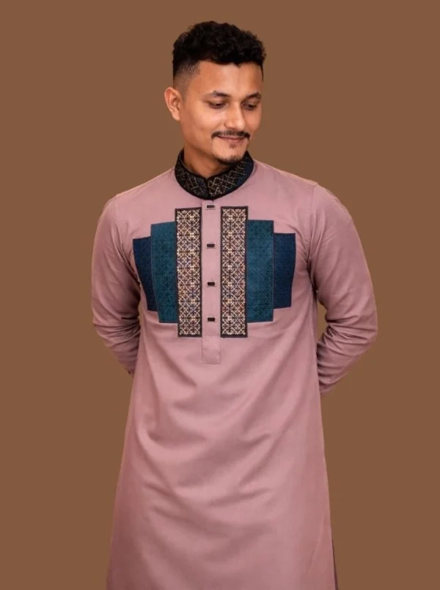 Imperial Plum Premium Cotton Embroidery Panjabi