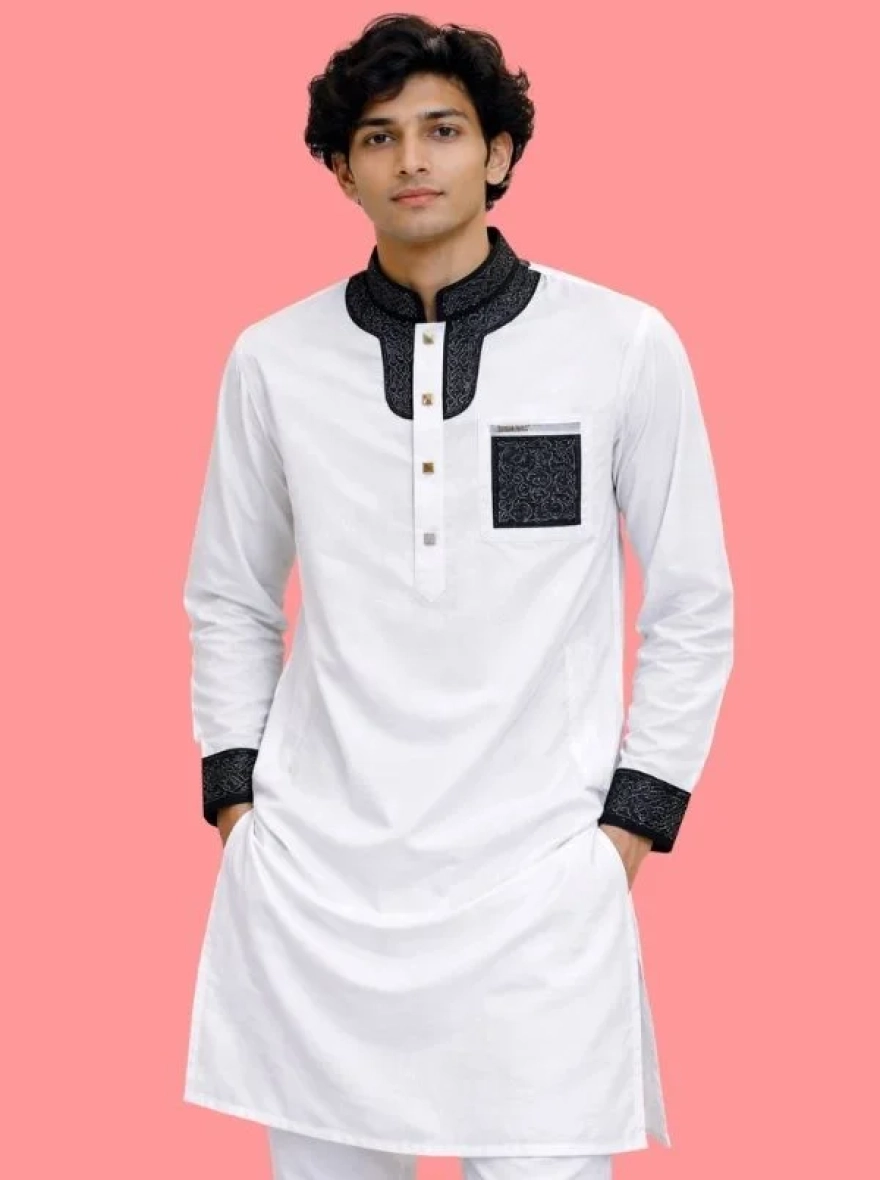 Coffee Brown Premium Cotton Embroidery Panjabi