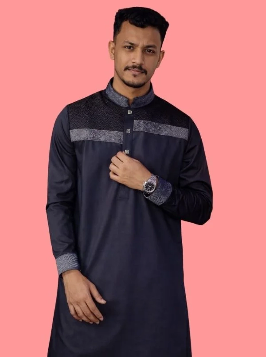 Royal Maroon Premium Cotton Embroidery Panjabi