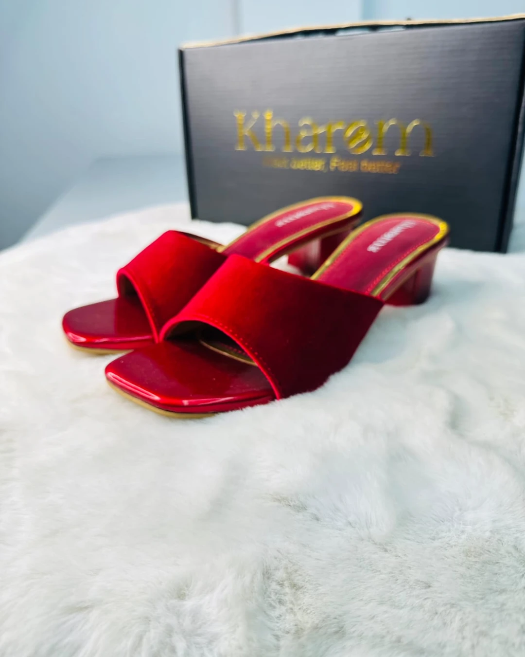 Crimson Vibe Korean Suede Block Heels