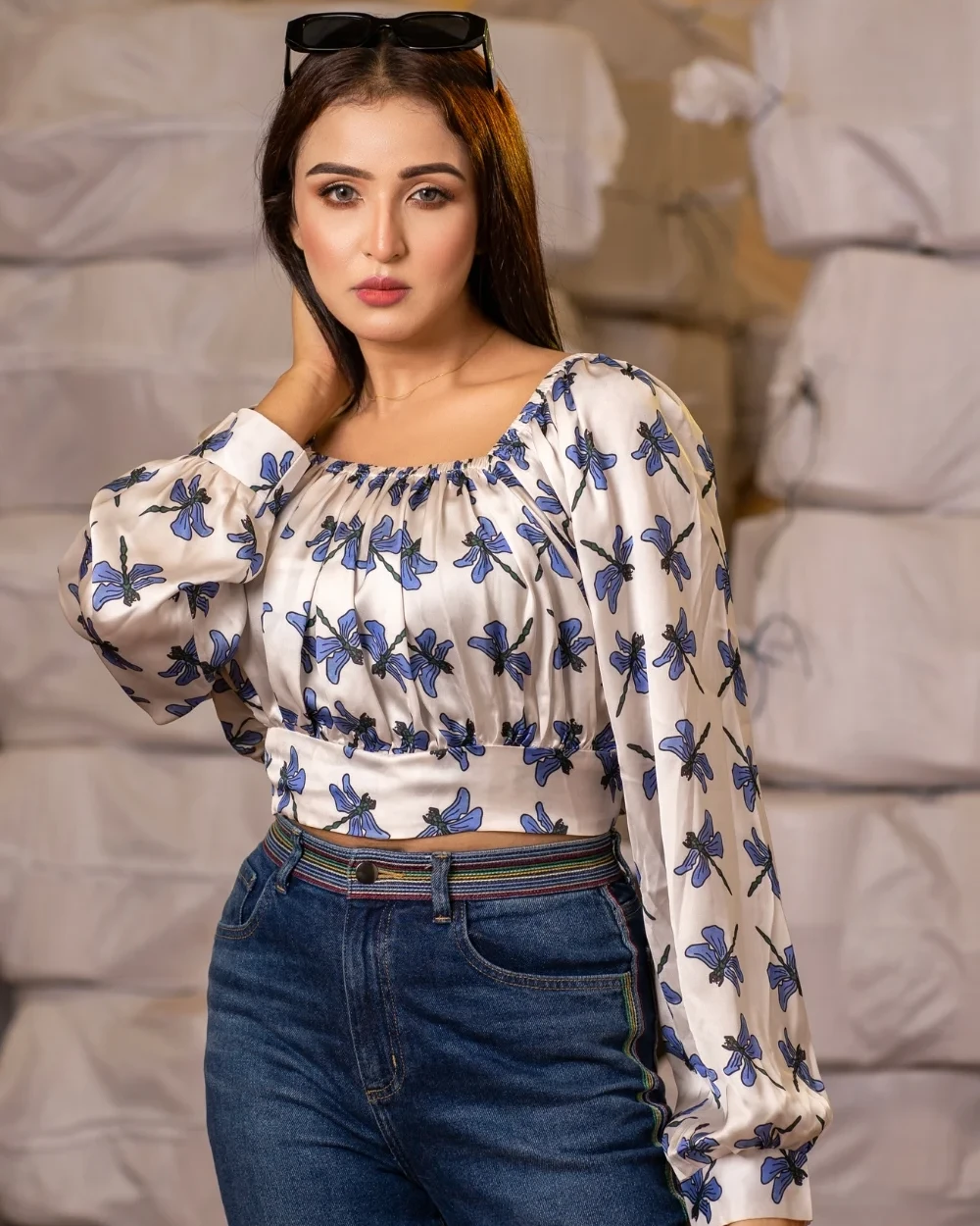 Foring Silk Crop Tops