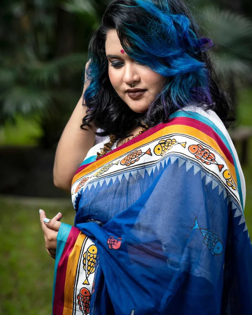 Deep Blue Aqua Saree