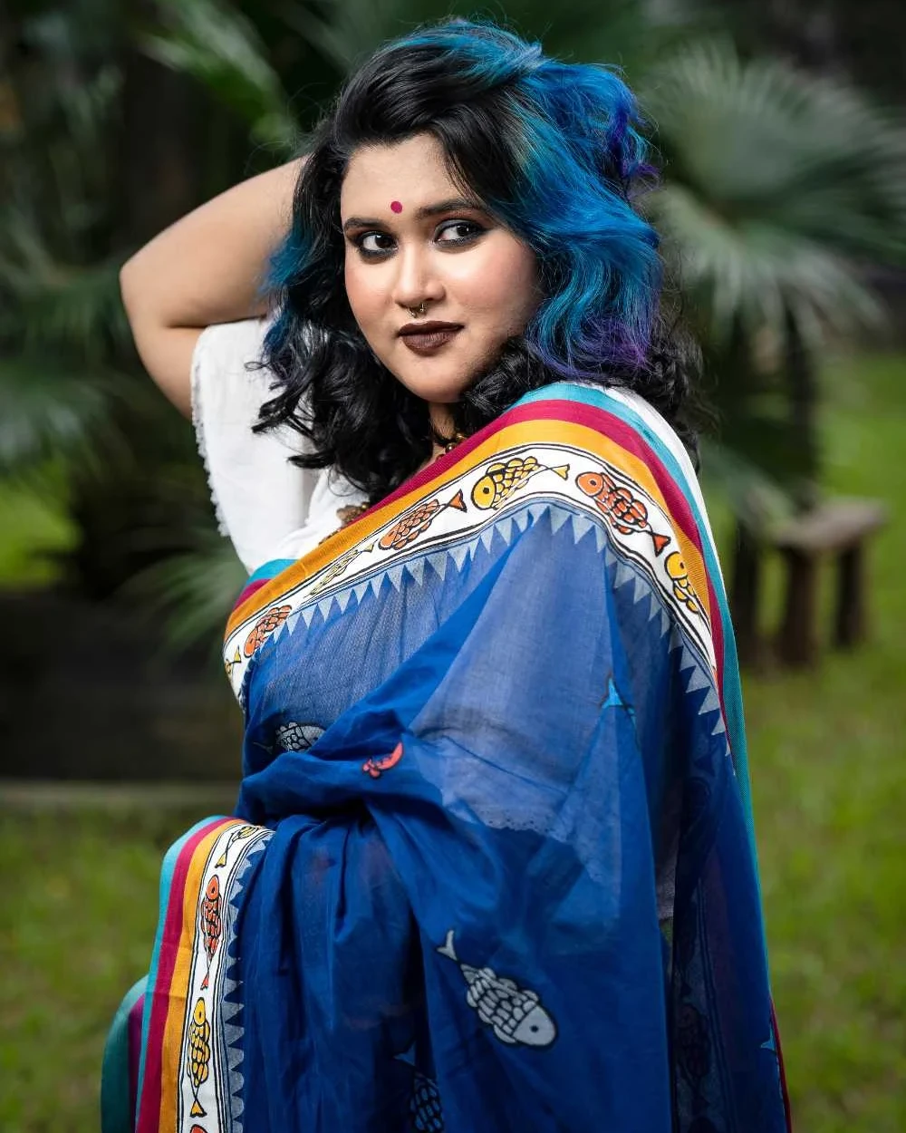 Deep Blue Aqua Saree