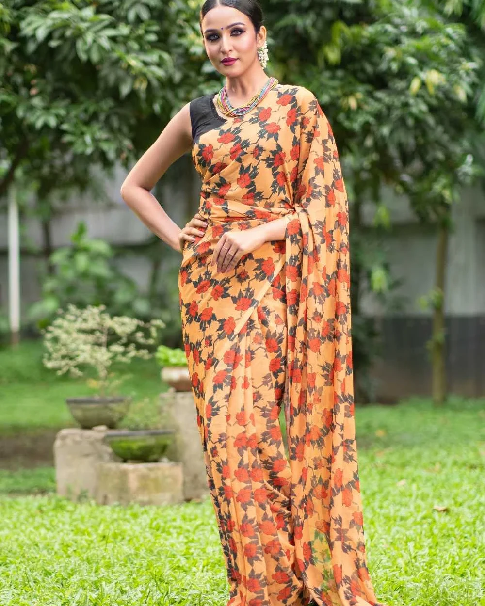 Joba Mustard Saree