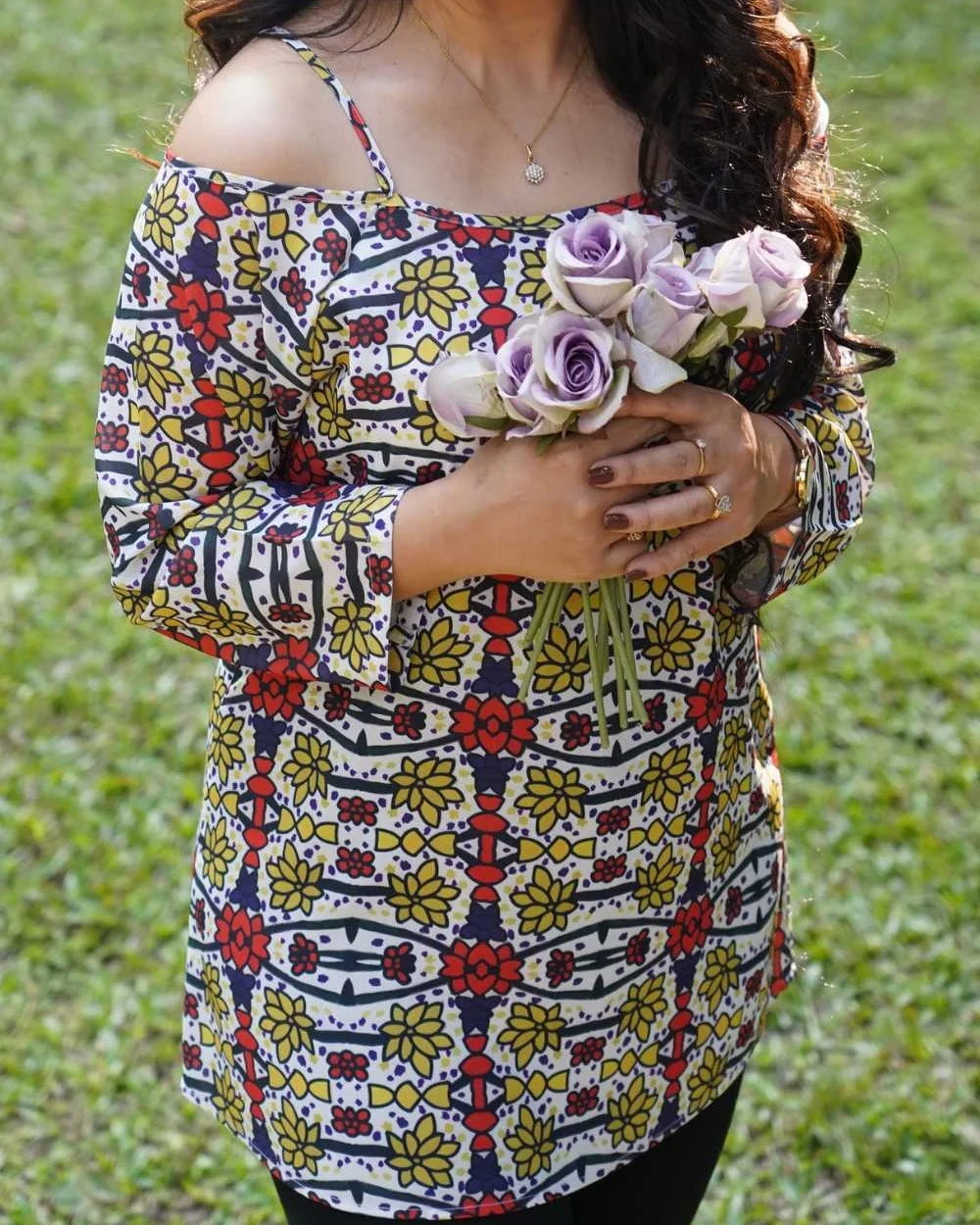 Kaleidoscope Off Shoulder Short Tops