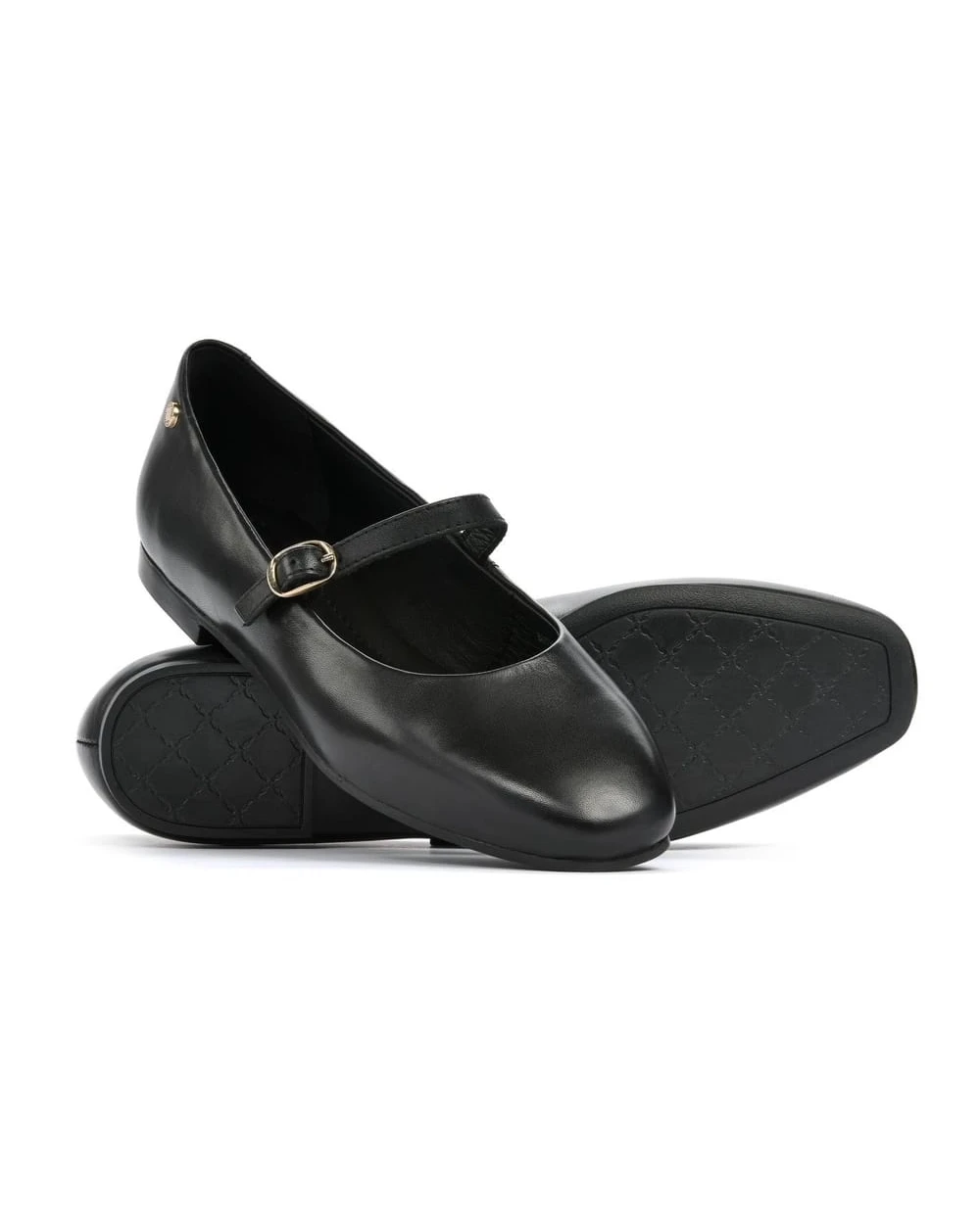 Eloise Buckle-Strap Leather Ballerinas