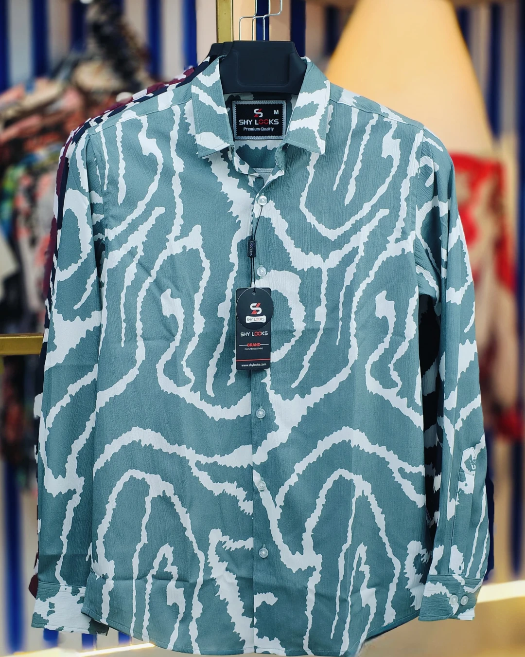 Burgundy Vortex Abstract Print Saffron Cotton Shirt