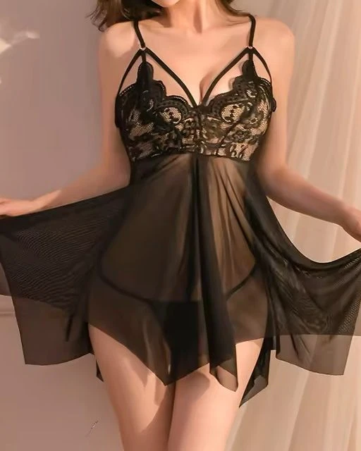 Premium Quality Lace Night Dress (Free Size)