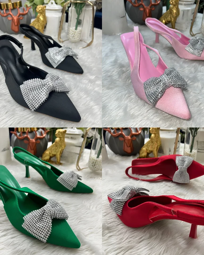 Diamond Bow Decoration Heel
