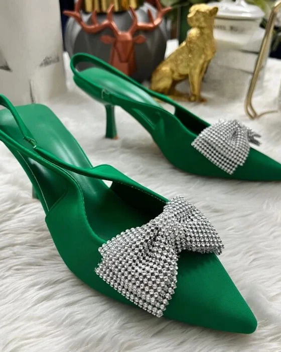 Diamond Bow Decoration Heel