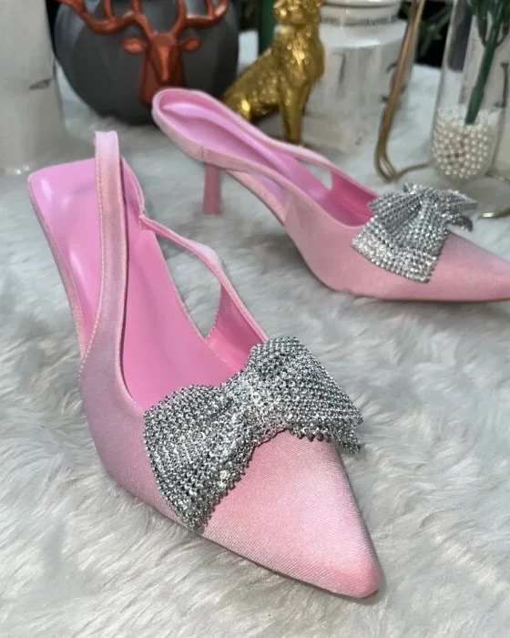 Diamond Bow Decoration Heel