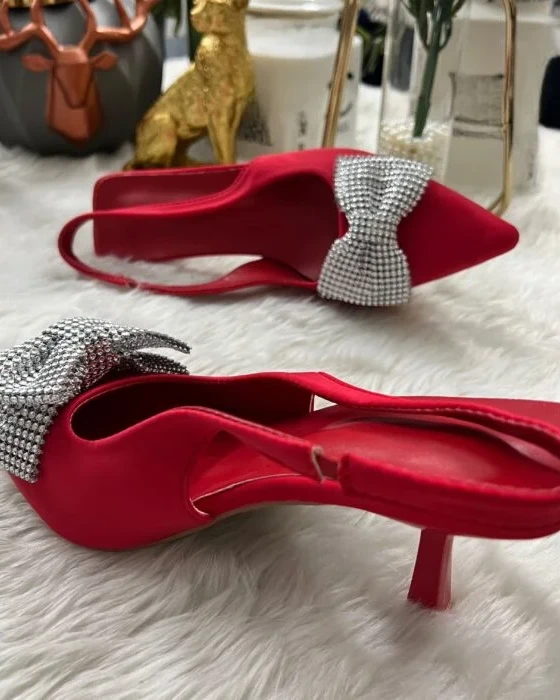 Diamond Bow Decoration Heel