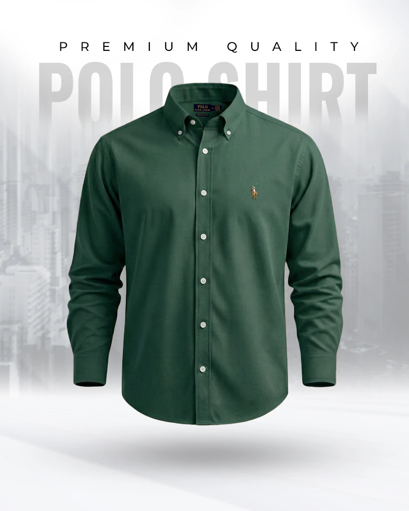 RL Premium Bottle Green Solid Shirt