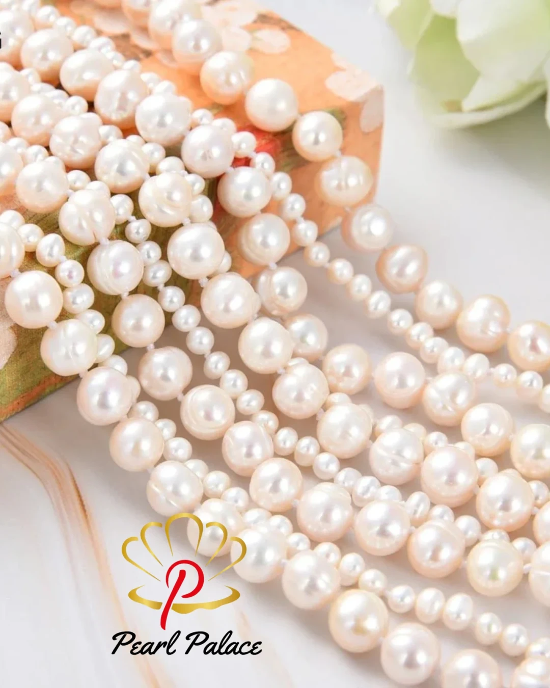 CHPNL 10mm Nine Strands Natural White Pearl Necklace