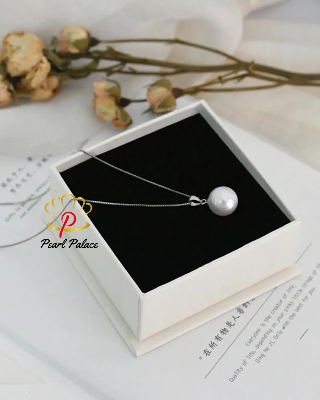 Big Natural Freshwater Pearl Necklace 925 Sterling Silver Round Pendant for Women