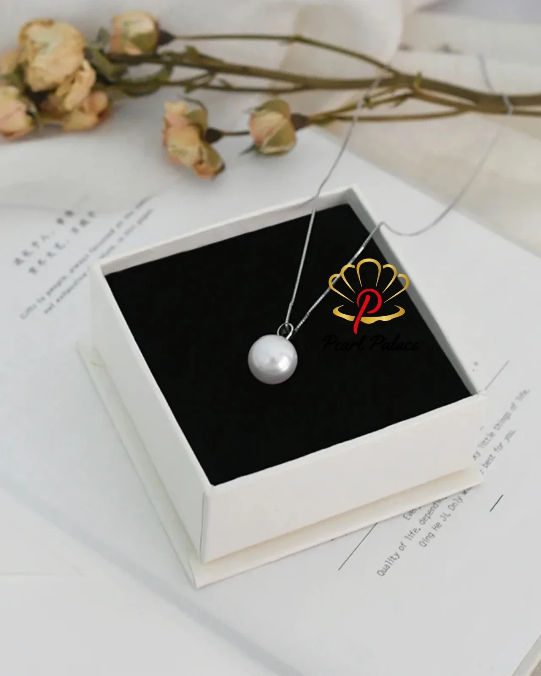 Big Natural Freshwater Pearl Necklace 925 Sterling Silver Round Pendant for Women