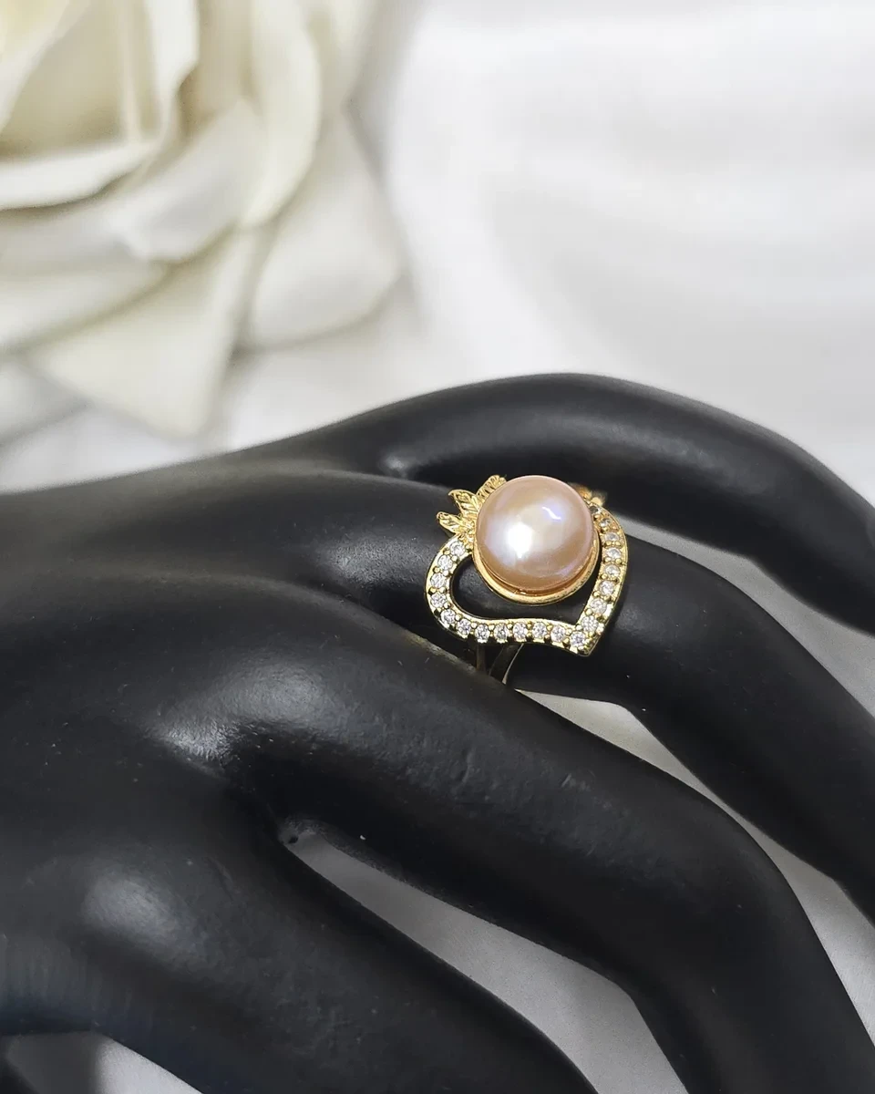 Blooming Heart Pink Pearl Rings