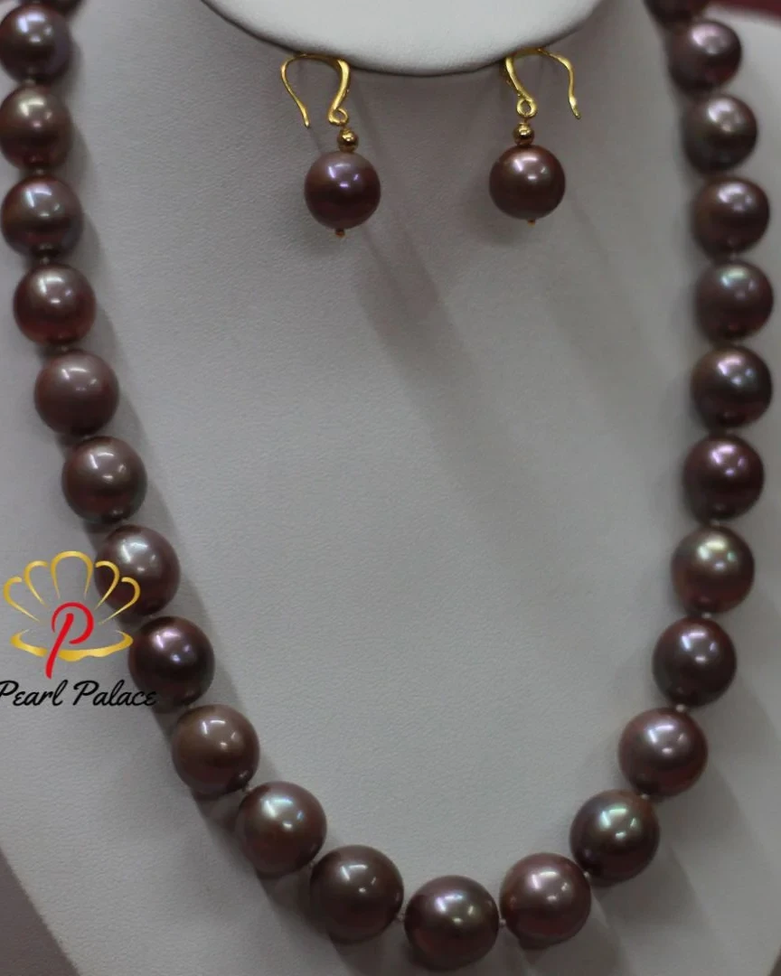 South Sea Pearl Purple Color Necklace Set
