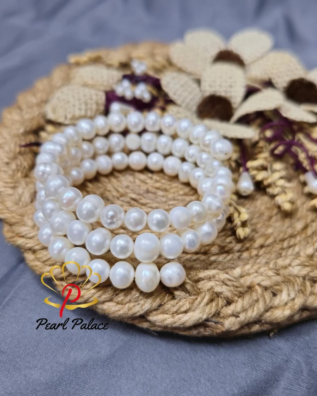 Freshwater pearl spiral bracelet white color,3 layer
