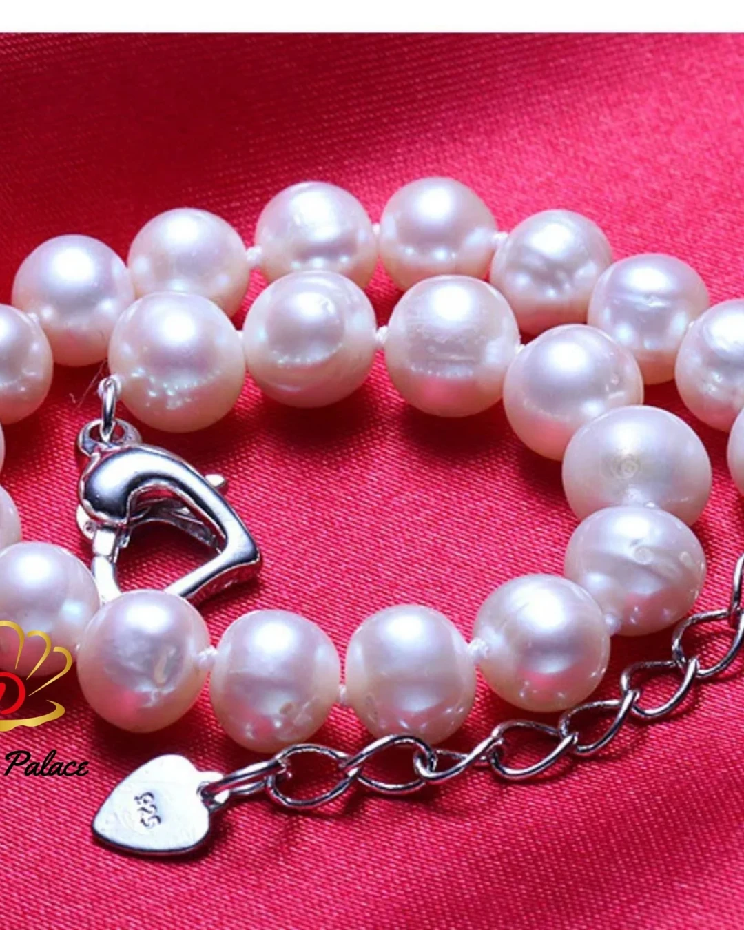 Freshwater 8-9mm White Pearl Baroque With Small Gold Bead Bracelet 925 Sterling Silver Jewelry